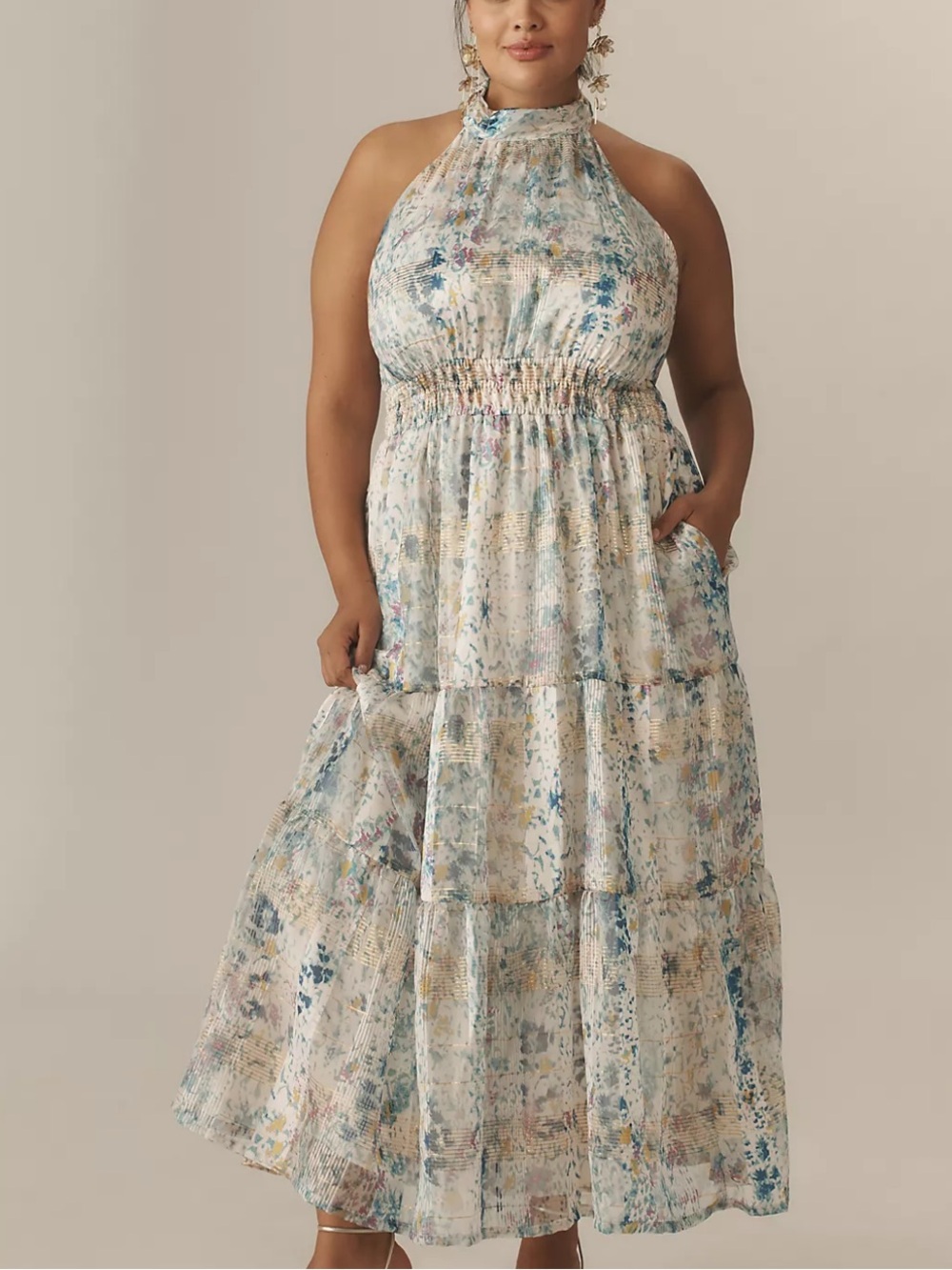 Anthropologie Somerset Chiffon Maxi Dress Sleeveless Size XL NWT